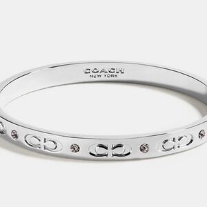 COACH Signature Hinged Bangle, Silver